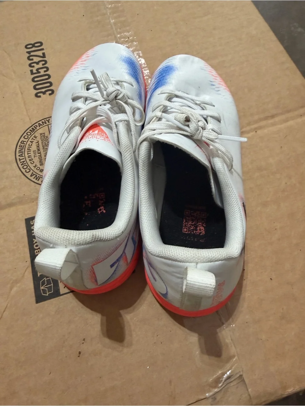 Puma Kids White Sneakers with Blue and Coral Accents